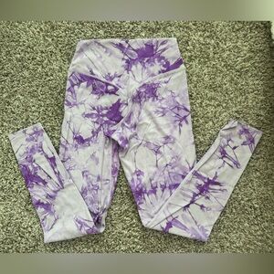 Vitality Cloud II Purple and White Tie-Dye Leggings